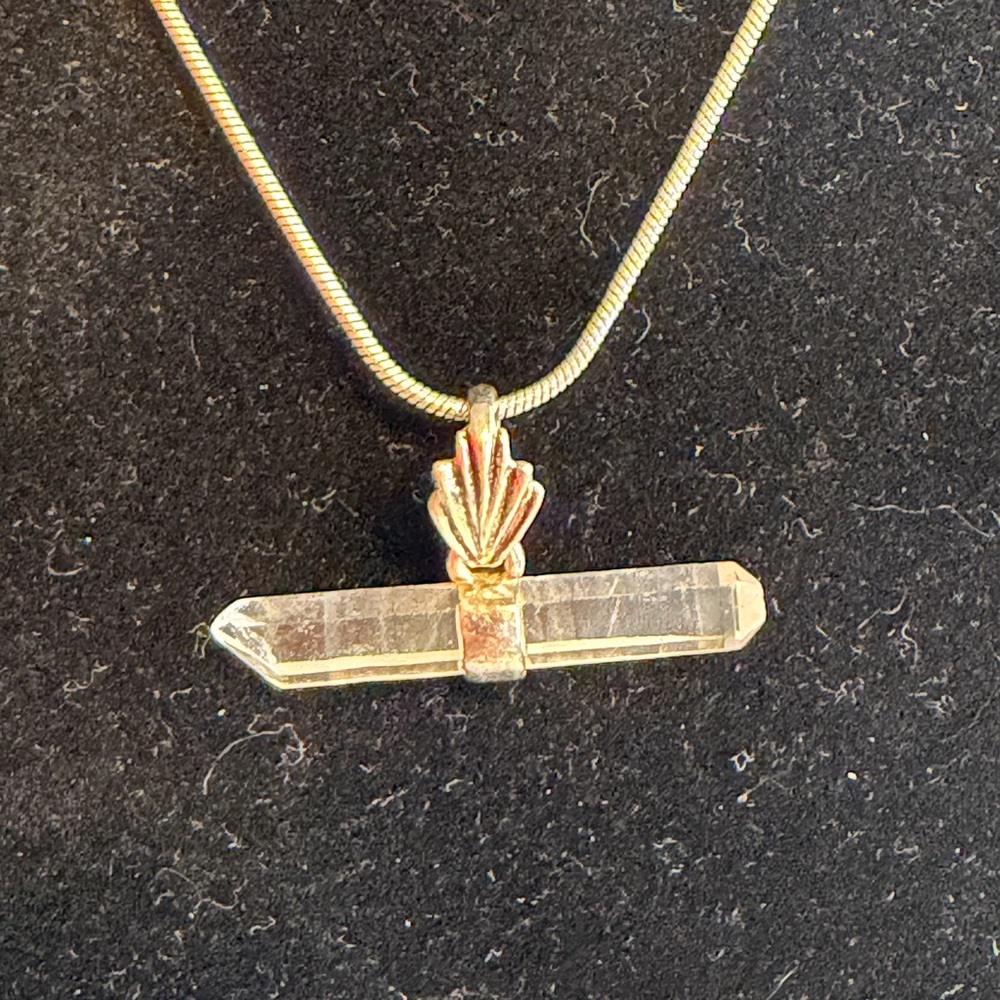 Quartz Crystal Sterling Silver Pendant Necklace 925 18”